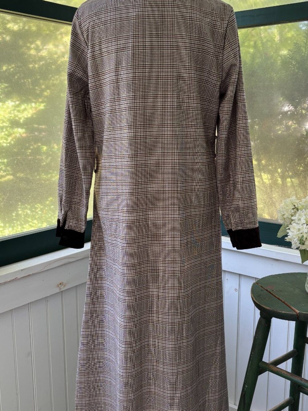 AK Collection Mauve Plaid Maxi Shirtdress Medium NWT - Picture 4 of 7